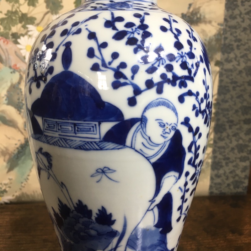 Chinese Export vase, ‘Boys & Vase’ pattern in underglaze blue, c. 1880 ...