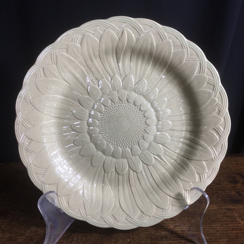 Wedgwood beige majolica plate in sunflower pattern. c.1870. -0