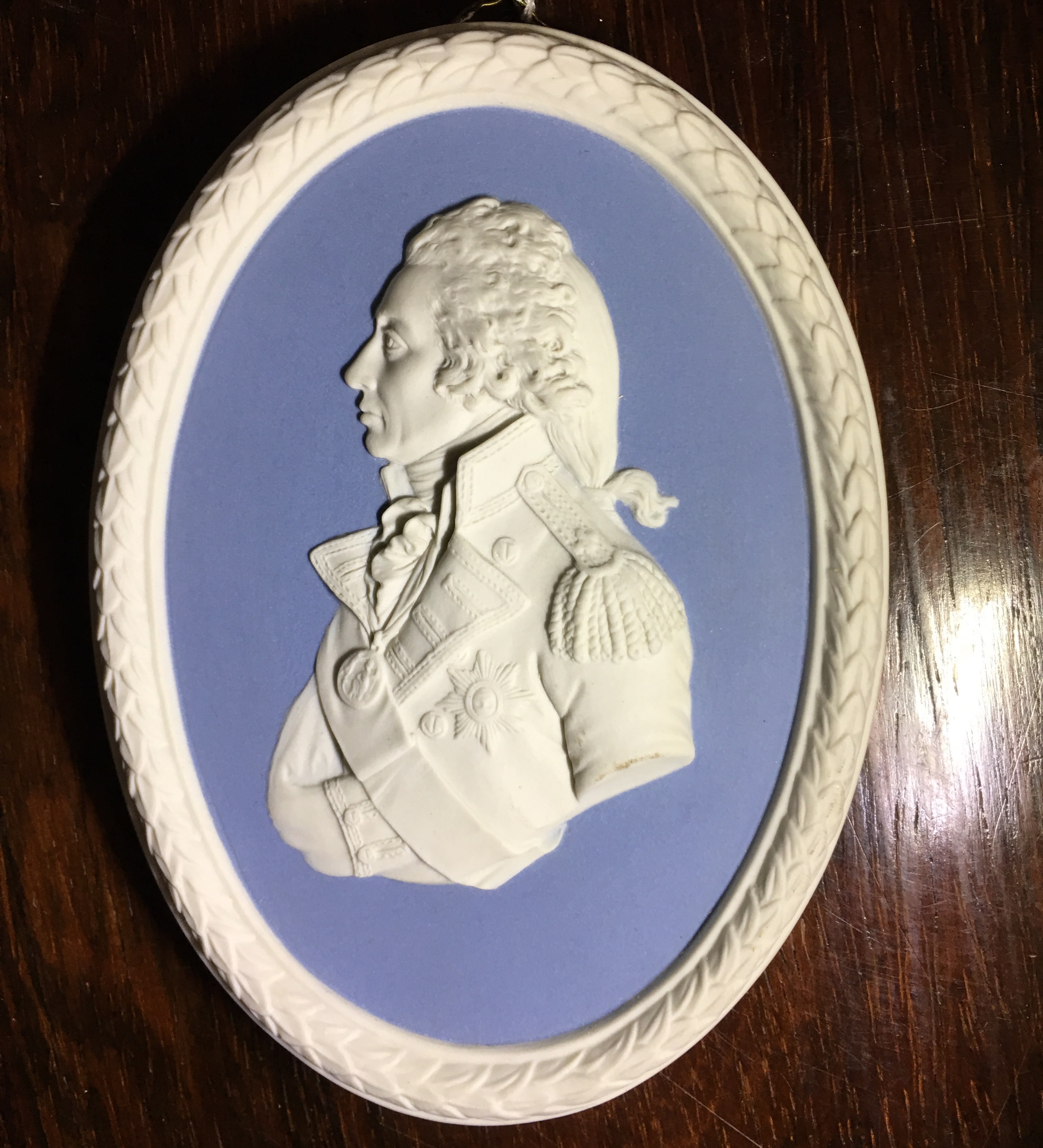 Wedgwood blue jasper portrait medallion, ‘Nelson’, 20th