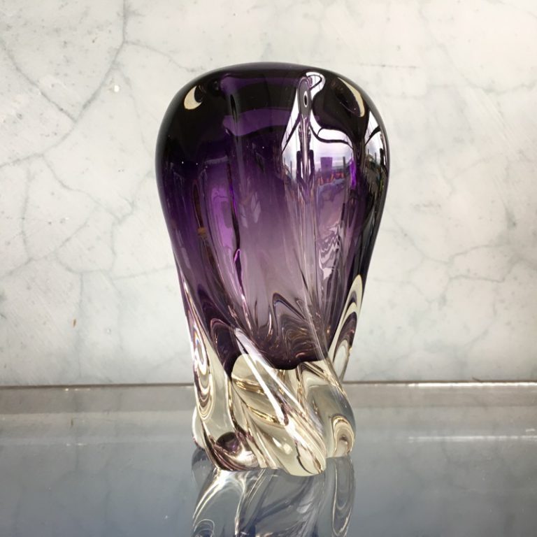 Murano Glass vase, spiral purple form, mid 20th century