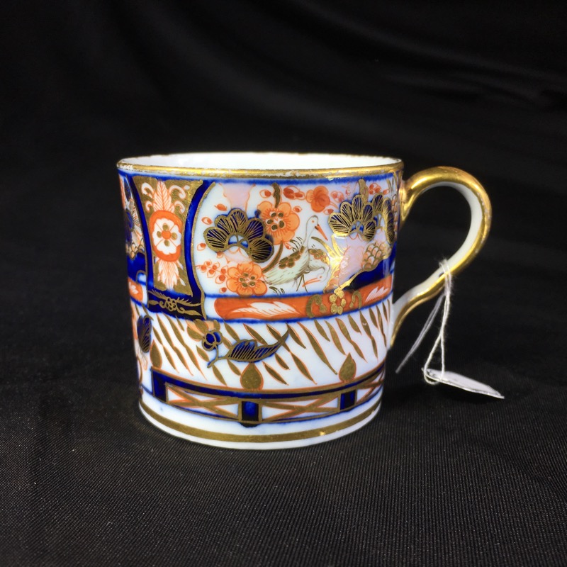 John Rose Coalport coffee can, rich Imari including cranes, c.1805-0