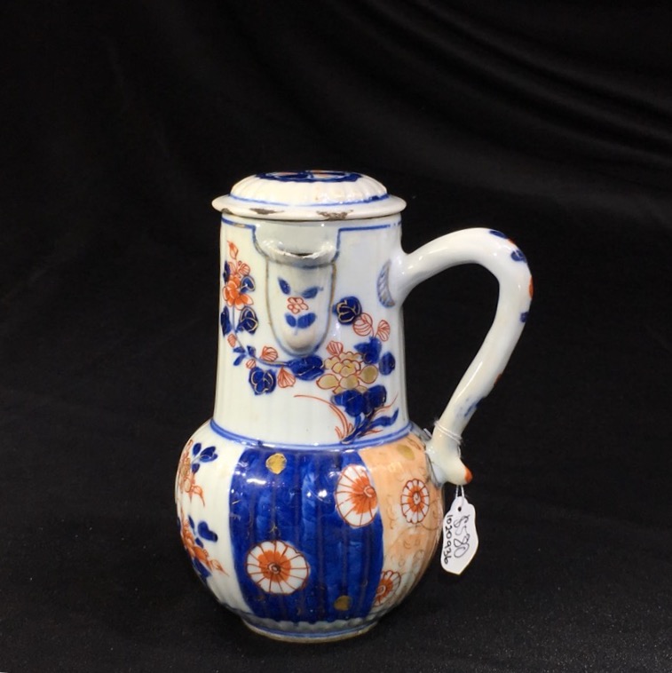 Chinese export chocolate pot & cover, Imari colours, c. 1740 -0