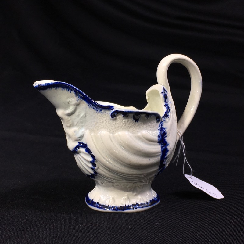 English creamware 'Dolphin Ewer' butterboat, circa 1775 -0