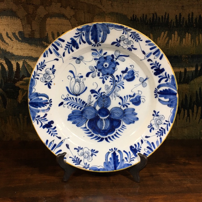 Dutch Delft charger, large flower group, c. 1790 -0