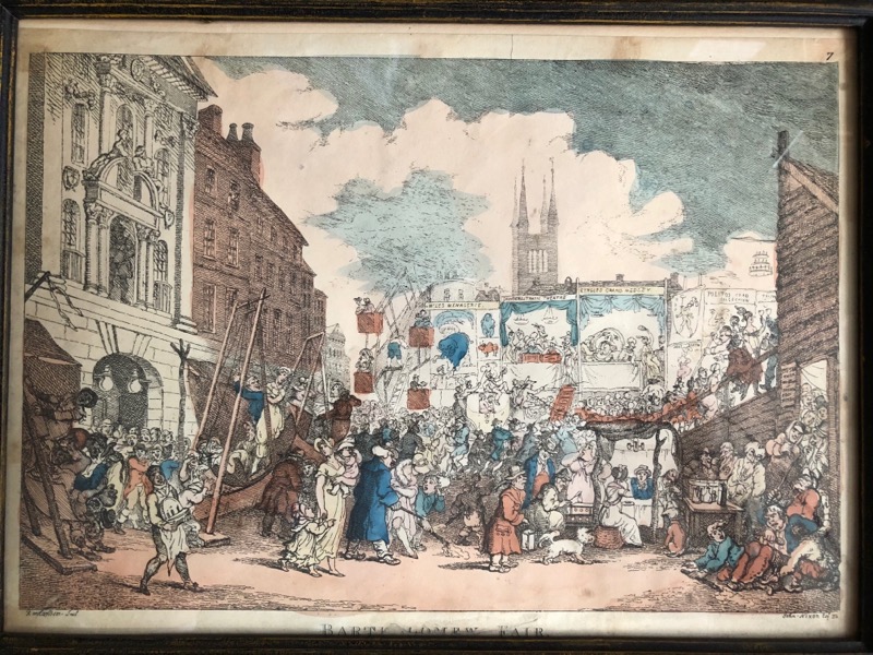 Rowlandson satyrical print 'BARTOLOMEW FAIR' 1808-0