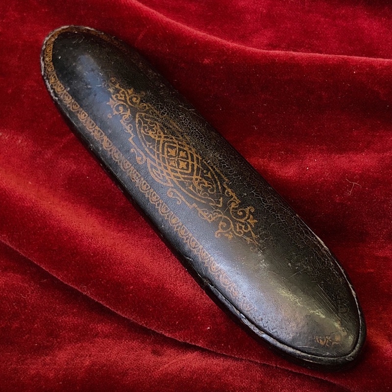 Victorian Papier mache glasses case -0