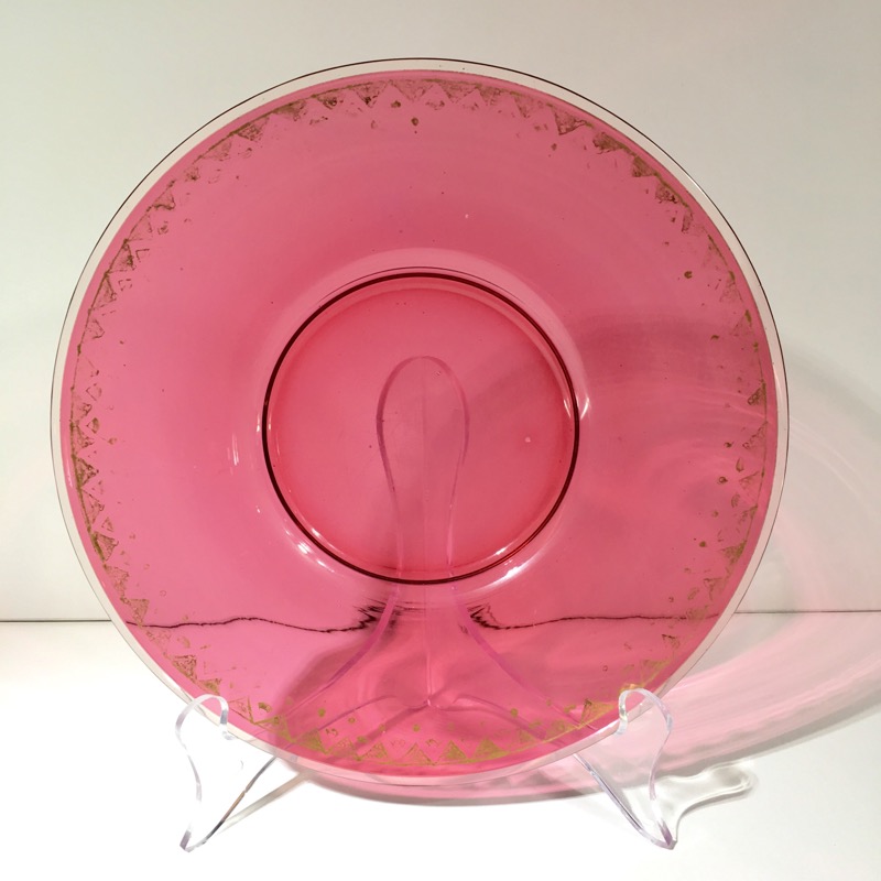 Victorian ruby glass plate, gilt border, c.1880-0