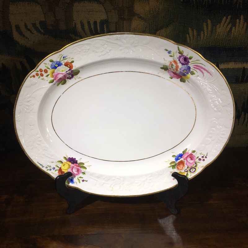 Spode oval platter, moulded & painted with flowers pat. 1943, circa 1815 -0