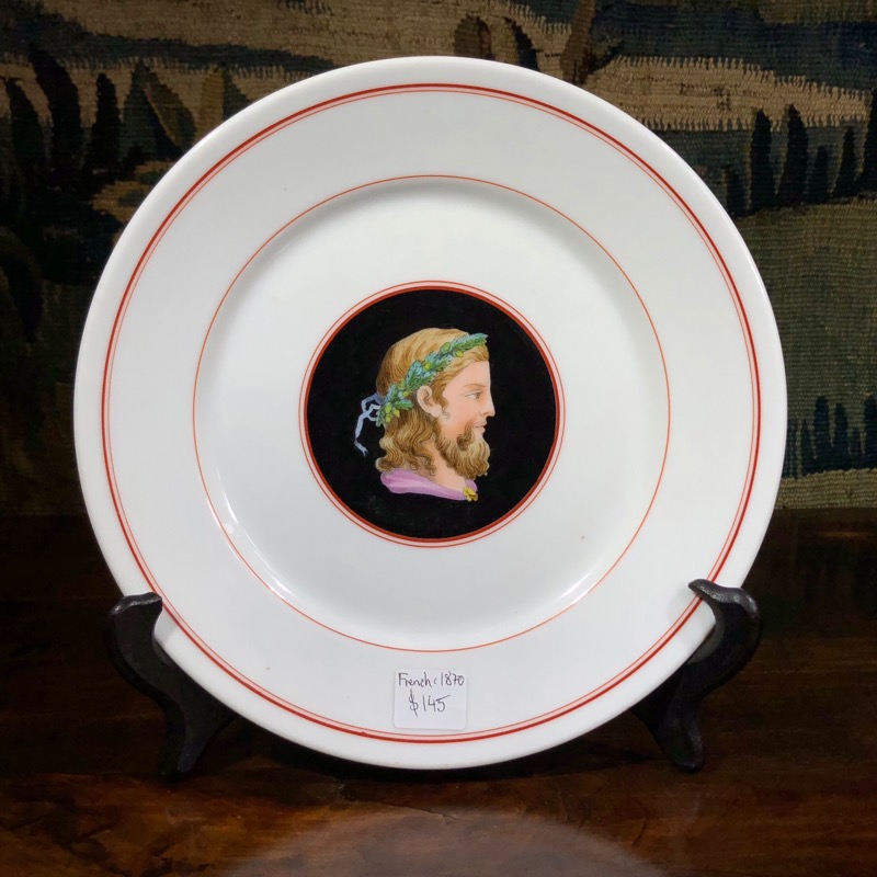 French porcelain plate, hand painted profile, c. 1870-0