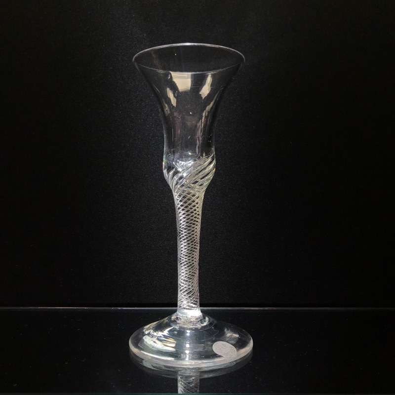 Georgian airtwist wine glass, multiple spiral stem, c.1745-0