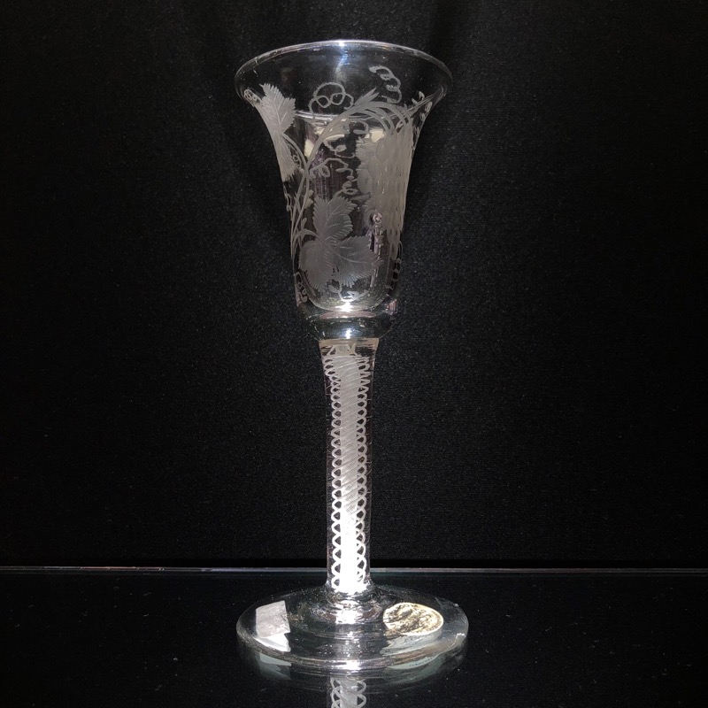 Georgian airtwist wine glass, mixed twist stem, c.1765-0