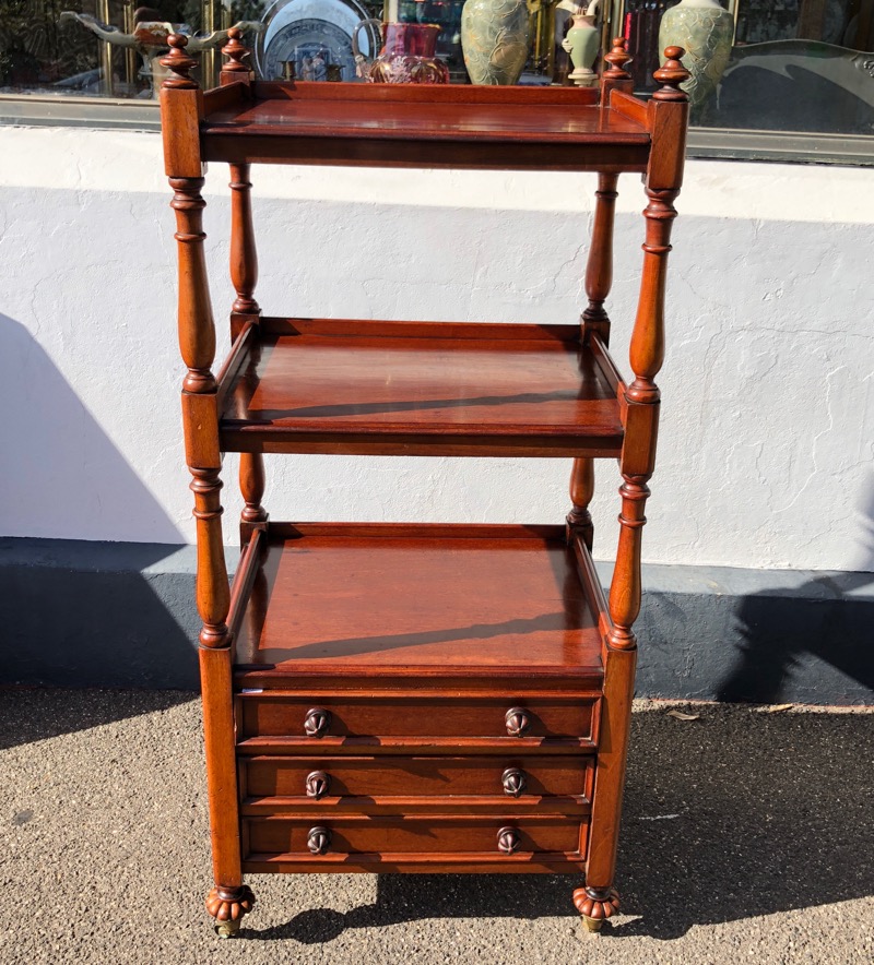 Early Victorian Mahogany square servery, 3 shelves & 3 fitted cutlery drawers, c.1855 -0