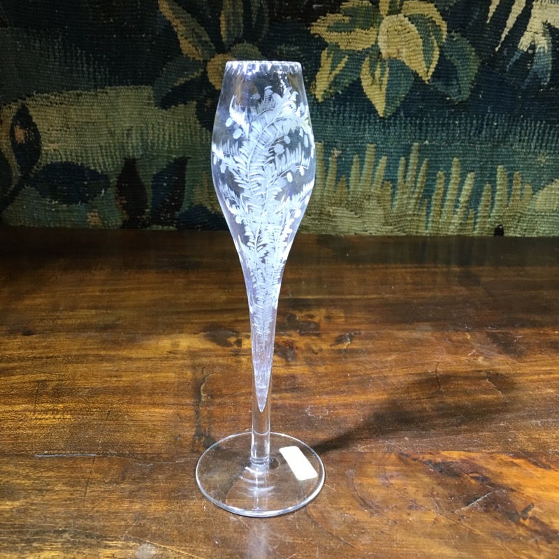 Victorian engraved glass bud vase, c. 1880. -0