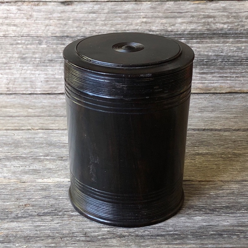 Lignum Vitae cylindrical box, 19th century-0