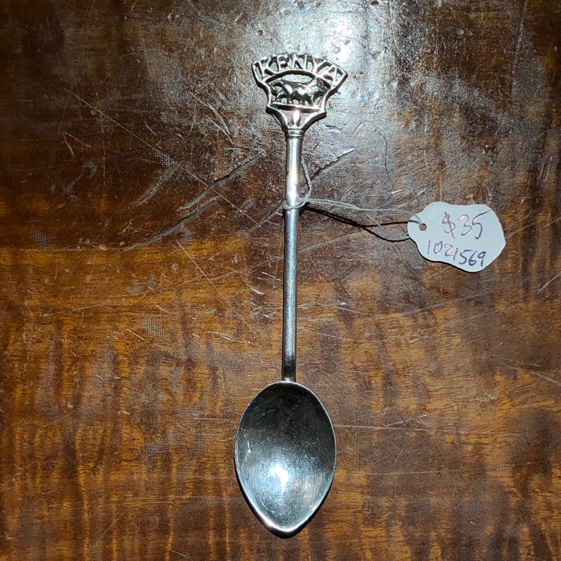 Kenya Silver souvenir spoon, Lion, c. 1920. -0