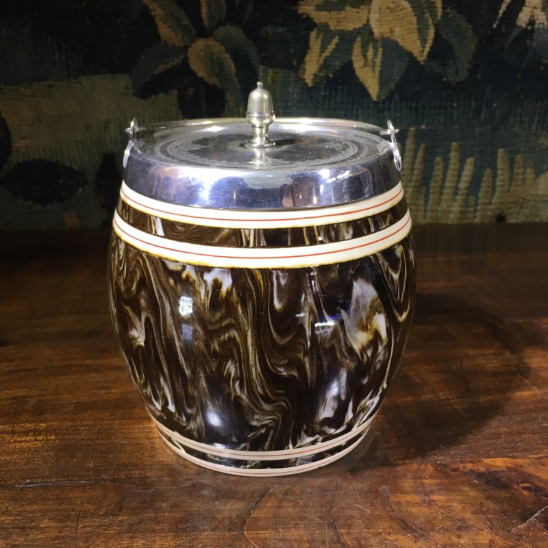 MacIntyre marbleised biscuit barrel, circa 1865-0