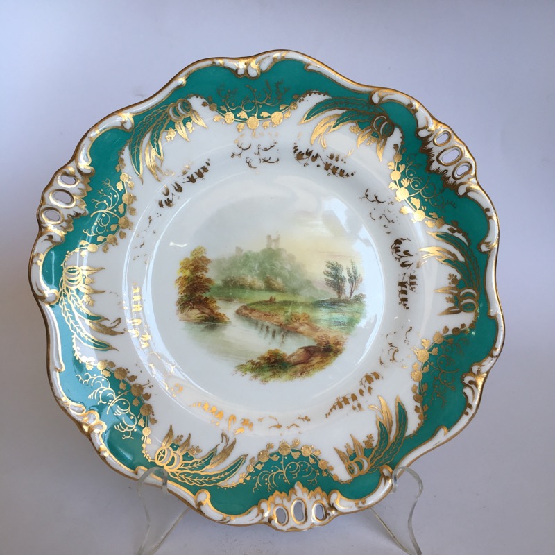 Davenport plate of a country scene and river, c.1850-70 -0