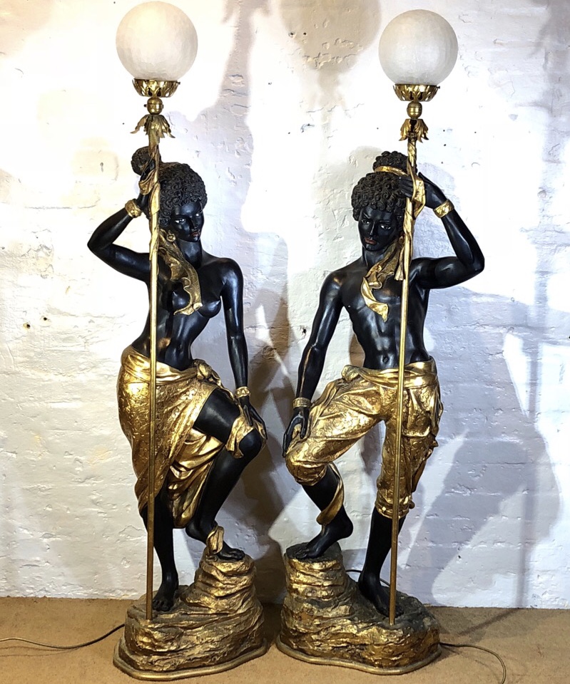 Pair of large 'Blackamore' figures, Italian, mid 20th century-0