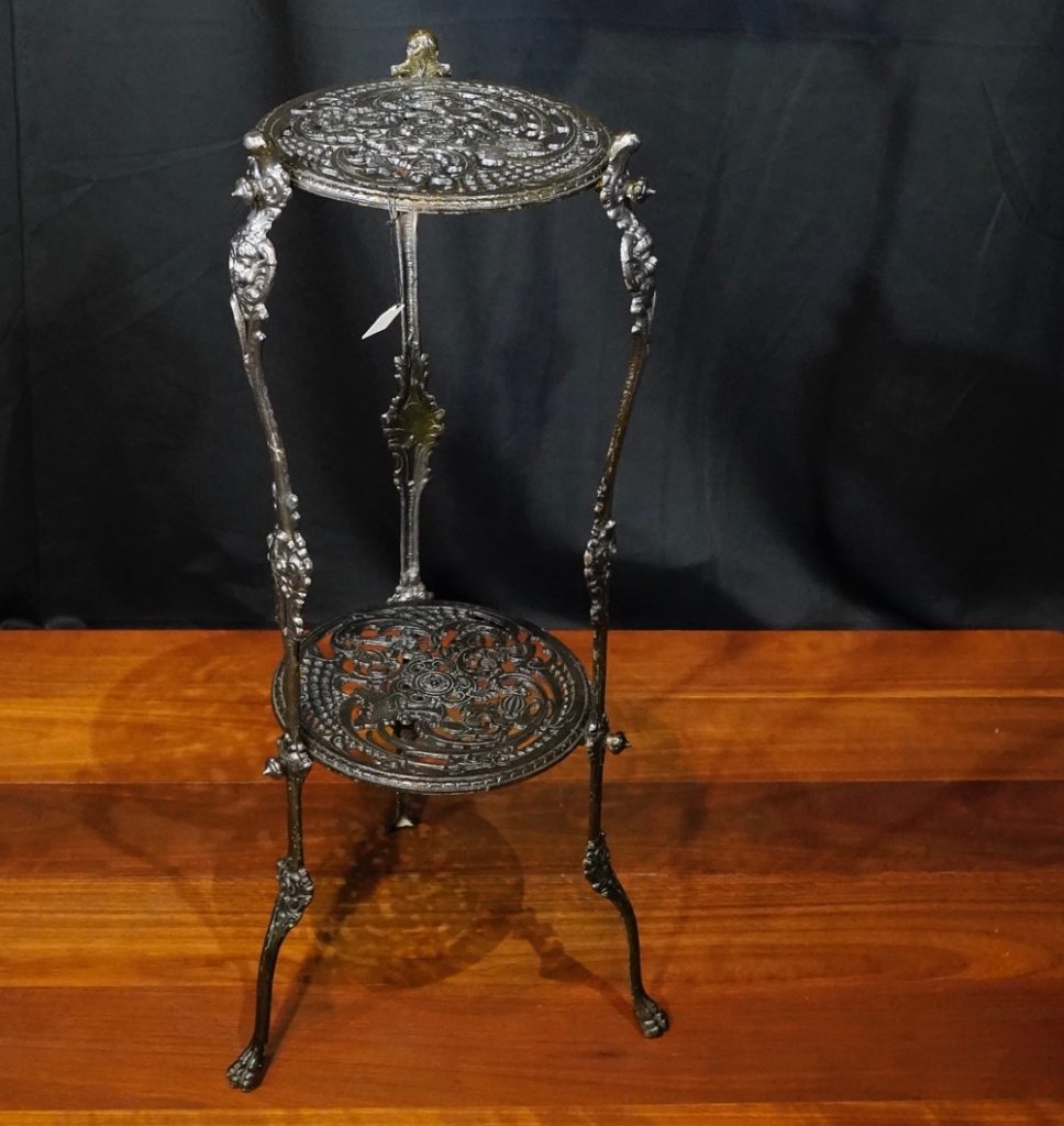 Mägdesprunger cast iron table/ plant stand, elaborate Rococo style C ...
