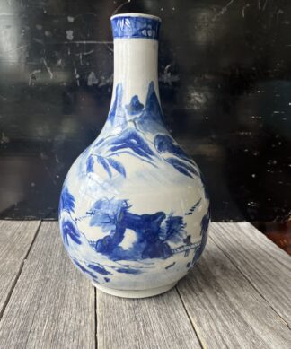 Japanese bottle vase, landscape, 19th Century or earlier