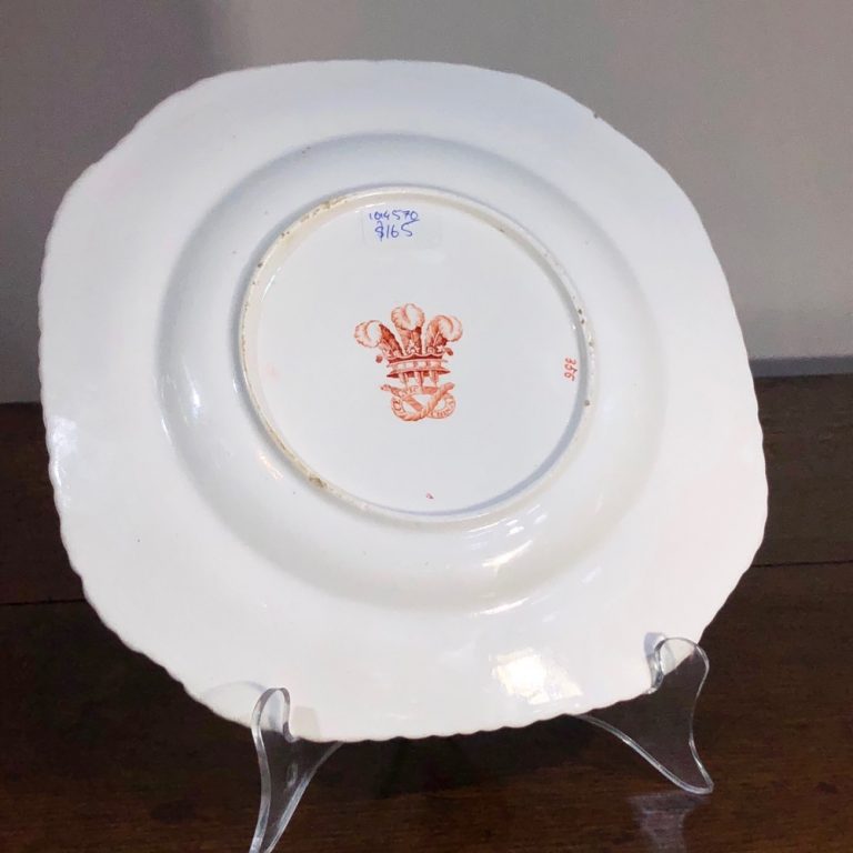 J D Baxter square ‘Celtic China’ plate, Chinese style flowers, c 1825 ...