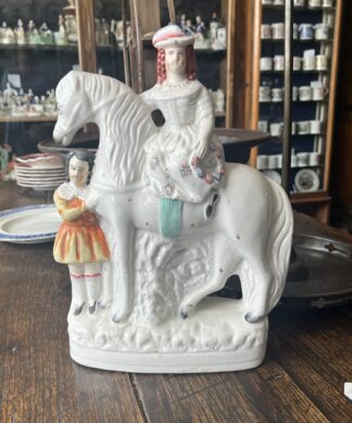 Large Staffordshire figure, Girl on horse, circa 1860