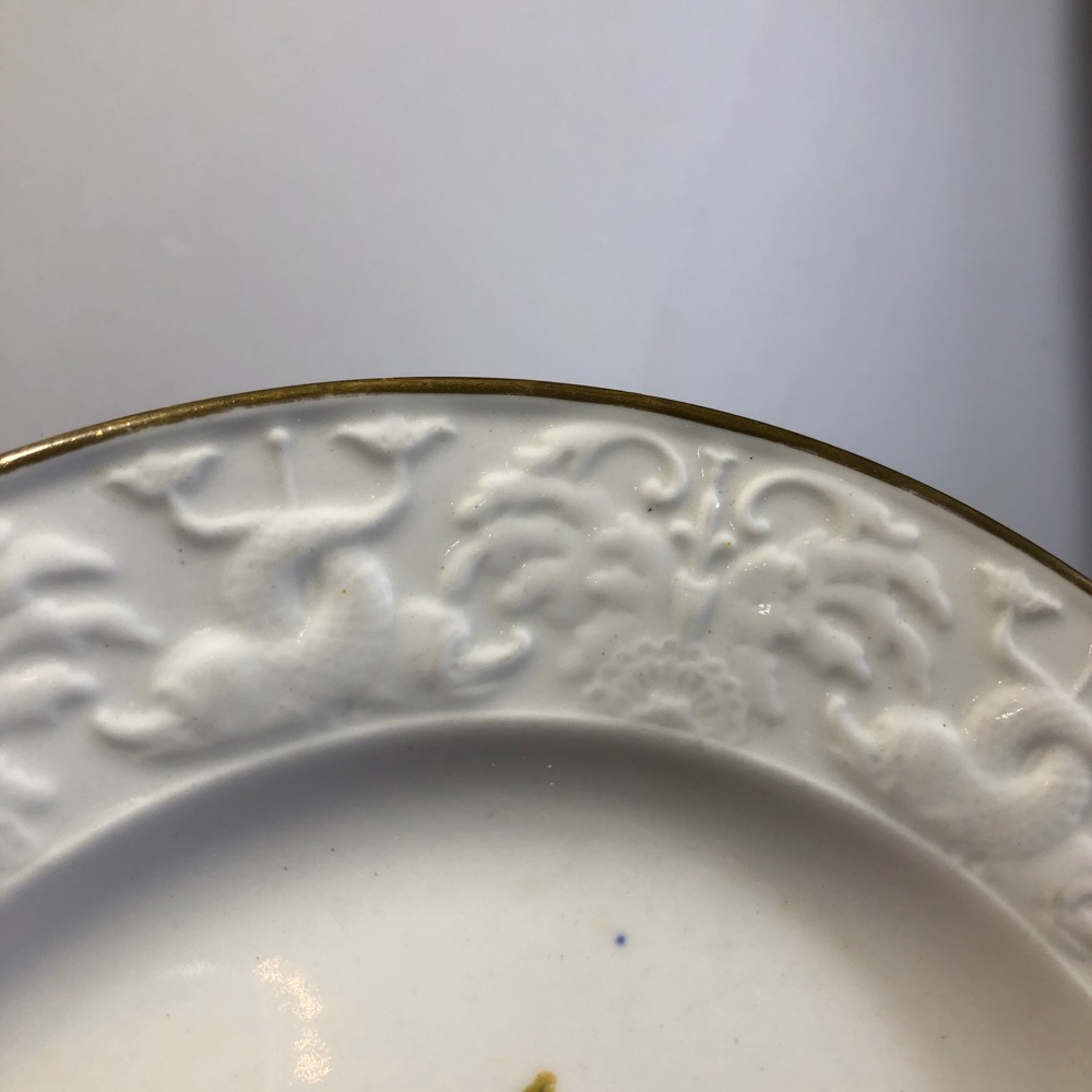 Spode plate with ‘dolphin embossed’ moulding & lily of the valley ...