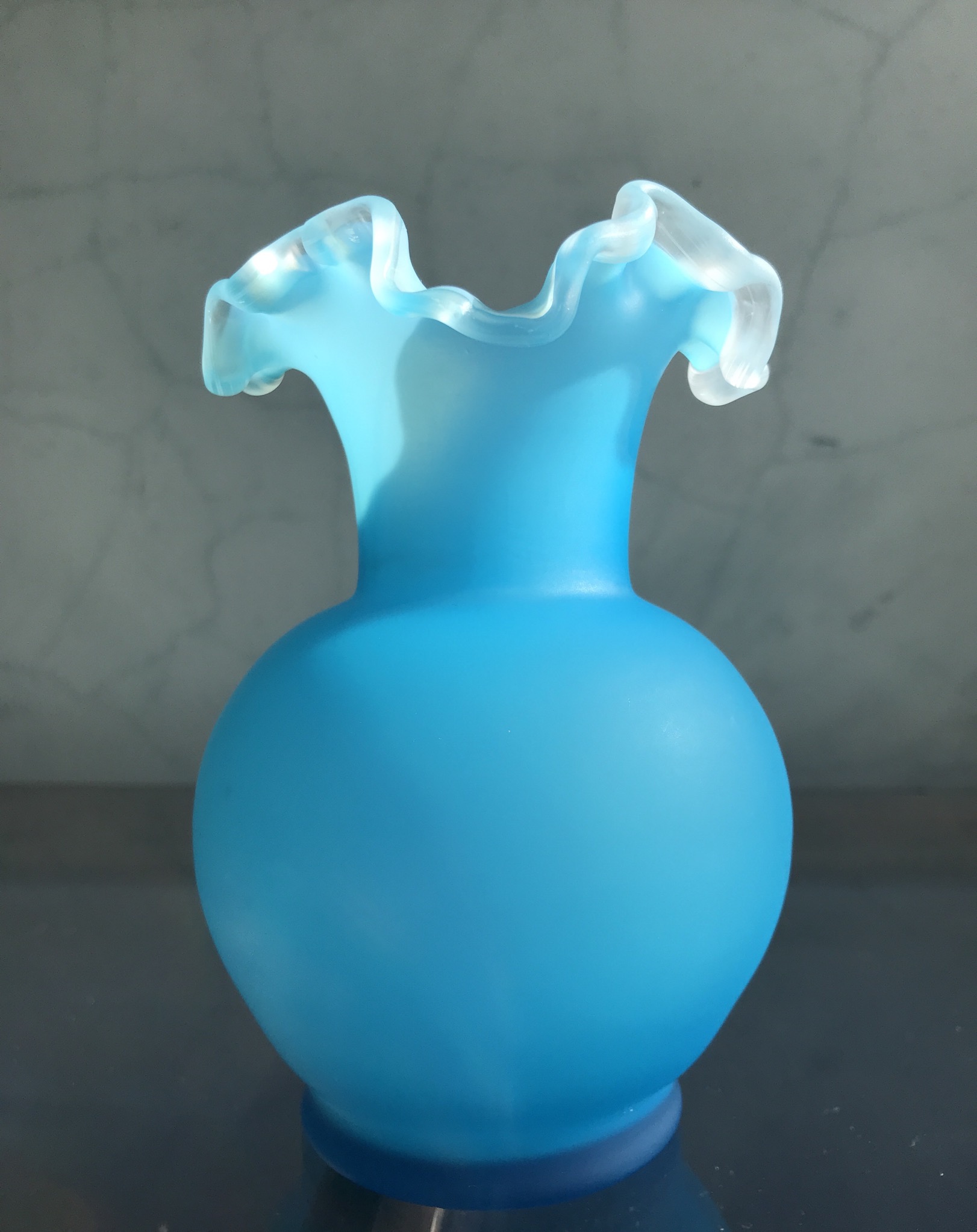 Victorian Blue Satin Glass Vase C 1880 Moorabool Antiques Galleries