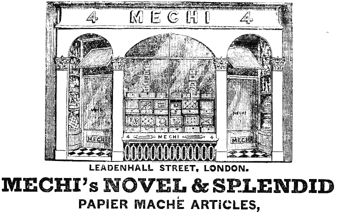 MECHI shop advert, 1840's