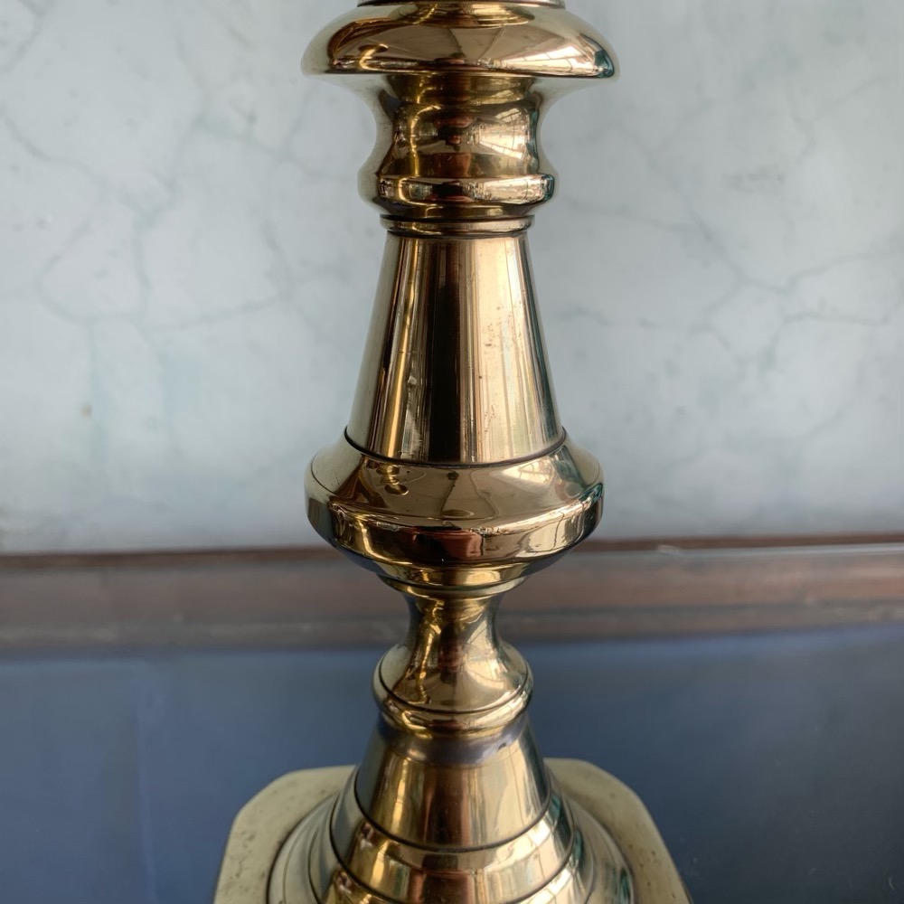Pair of Victorian brass candlesticks, square bases, c.1850 – Moorabool ...