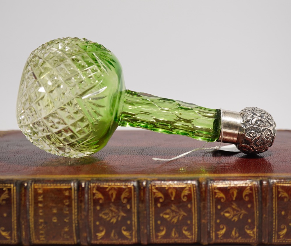 Victorian perfume bottle with sterling top, c.1880 Moorabool Antiques Galleries