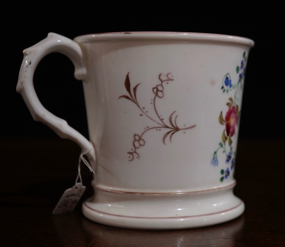 English porcelain mug, briar rose, c. 1830 Moorabool Antiques Galleries
