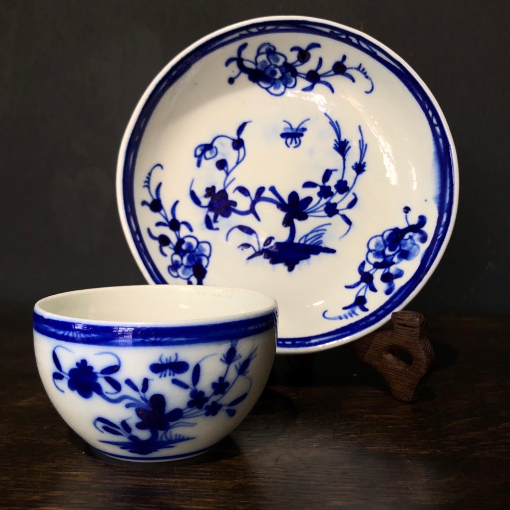 Tournai teabowl & saucer, Oriental Garden, circa 1780