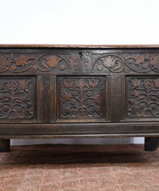 Oak coffer with tulip carving, C. 1680
