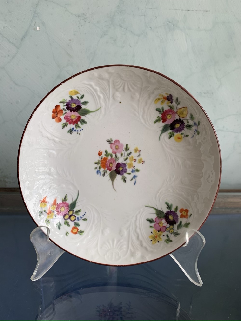 Coalport porcelain dish, moulded body, painted flowers, c. 1820 ...