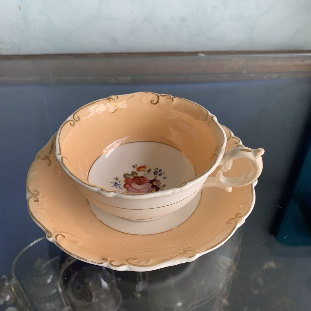 Daniel porcelain apricot ground cup and saucer, c. 1828-36 | Moorabool ...