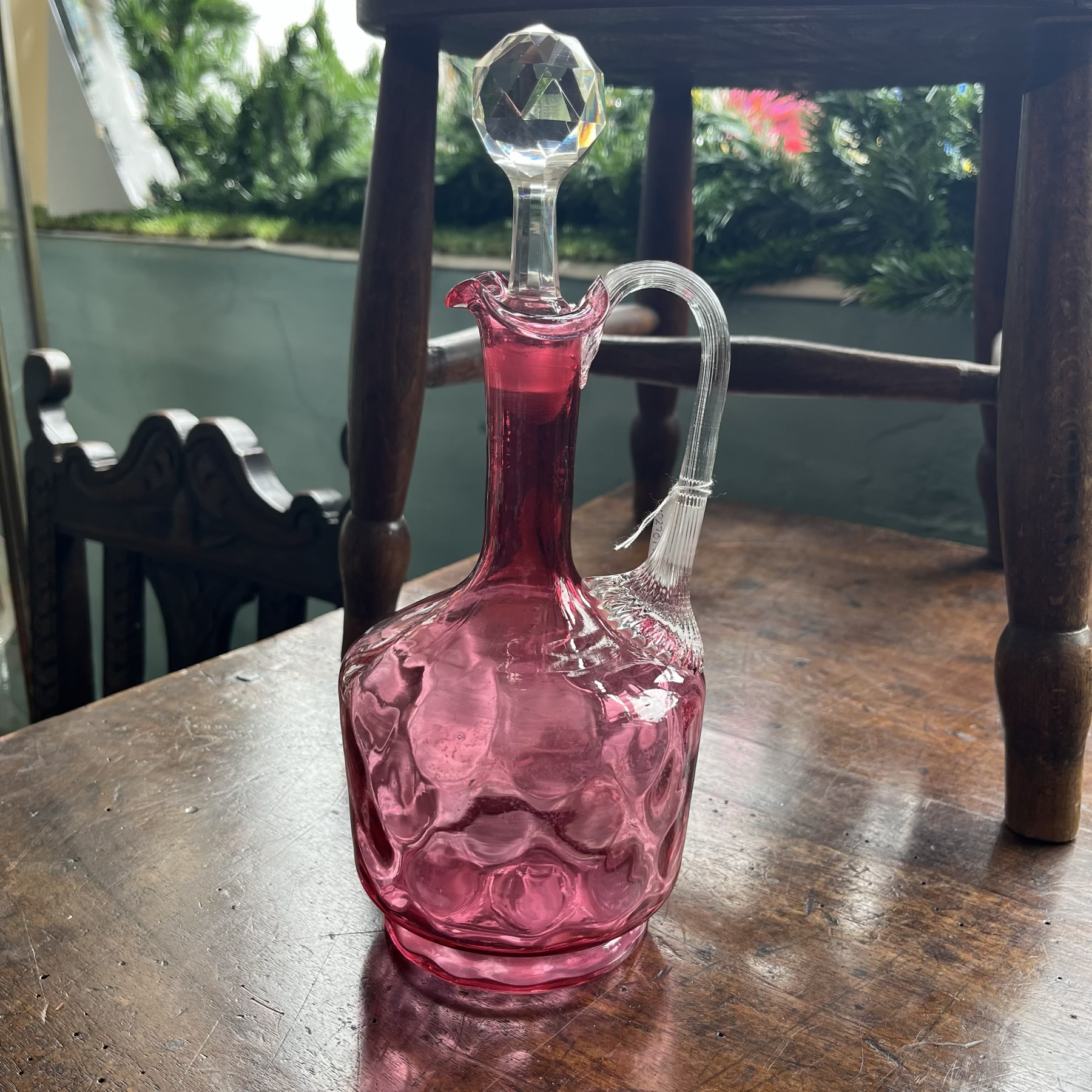 Victorian Ruby Glass decanter with faceted stopper, c. 1890