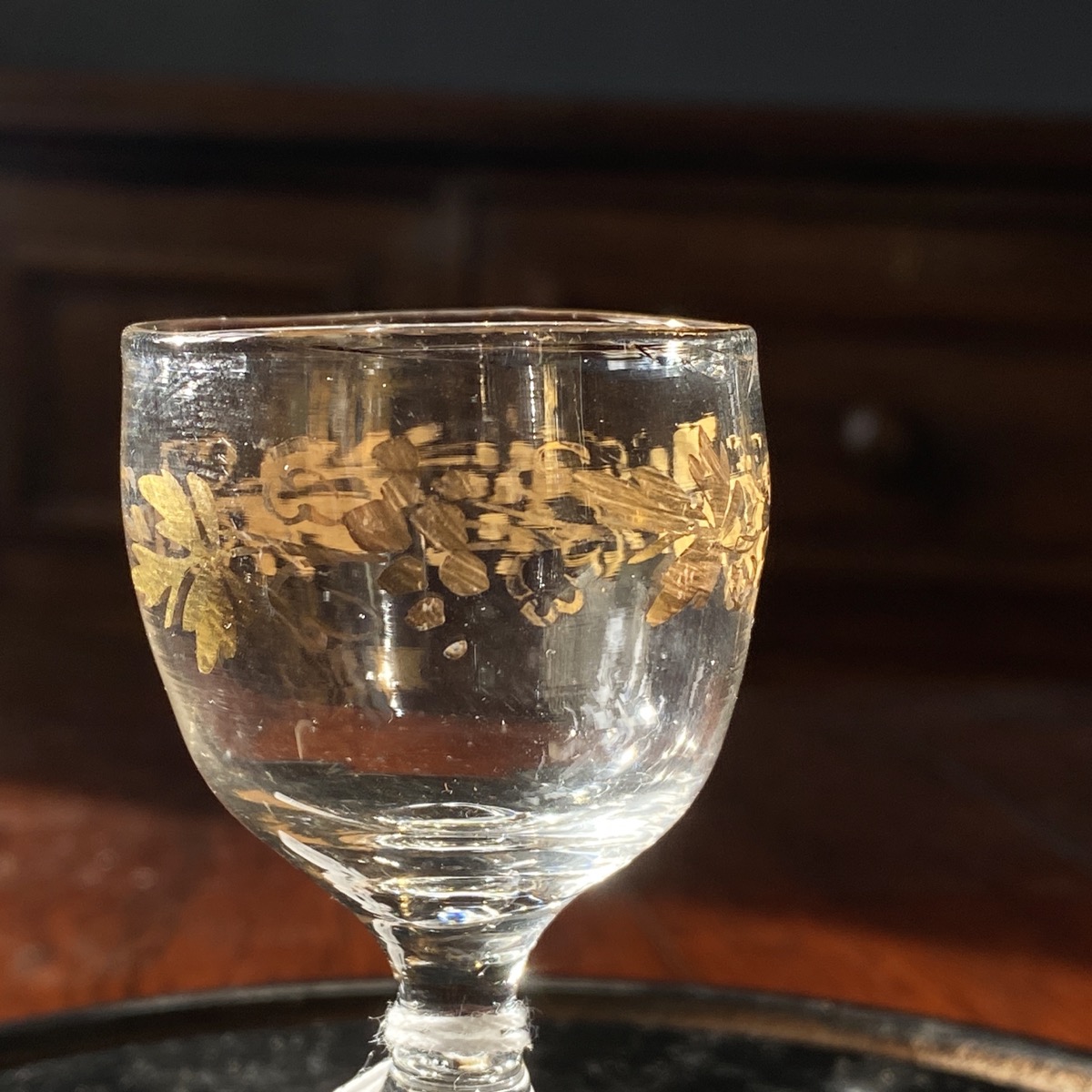 Georgian Liqueur glass with gilt fruiting vine, late 18th c ...