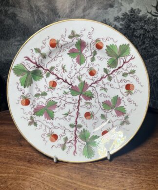 English porcelain strawberry pattern plate, circa 1820