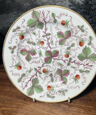 English porcelain strawberry pattern plate, circa 1820