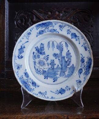 Lambeth delft plate with Oriental Garden, C 1750-70