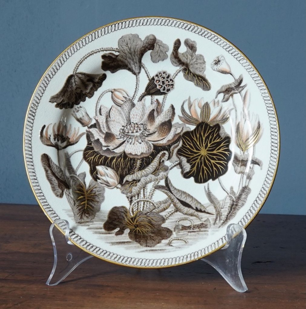Wedgwood ‘Water Lily’ “Darwin” pattern pearlware plate with early brown ...
