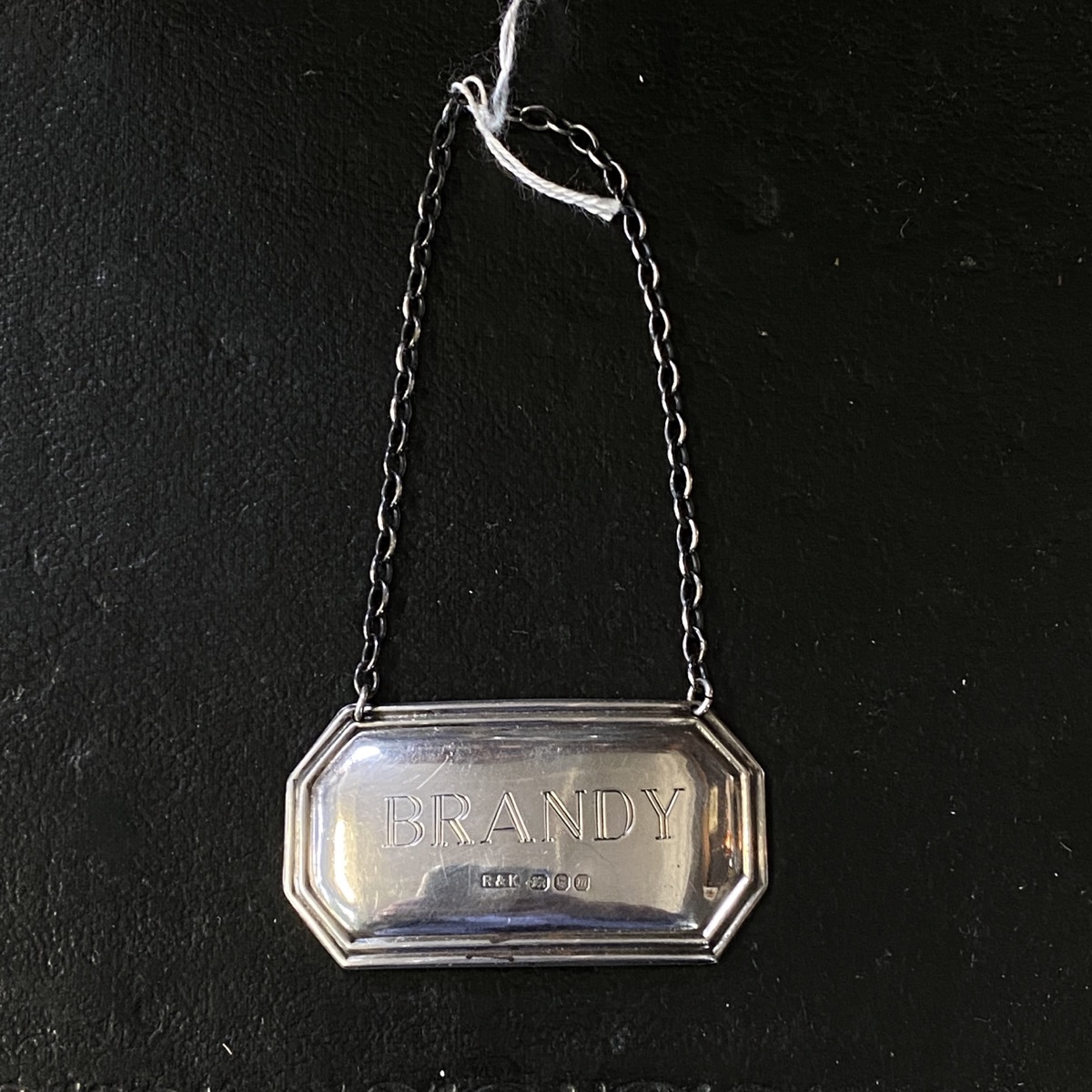 Sterling Silver decanter label, BRANDY, London 1967