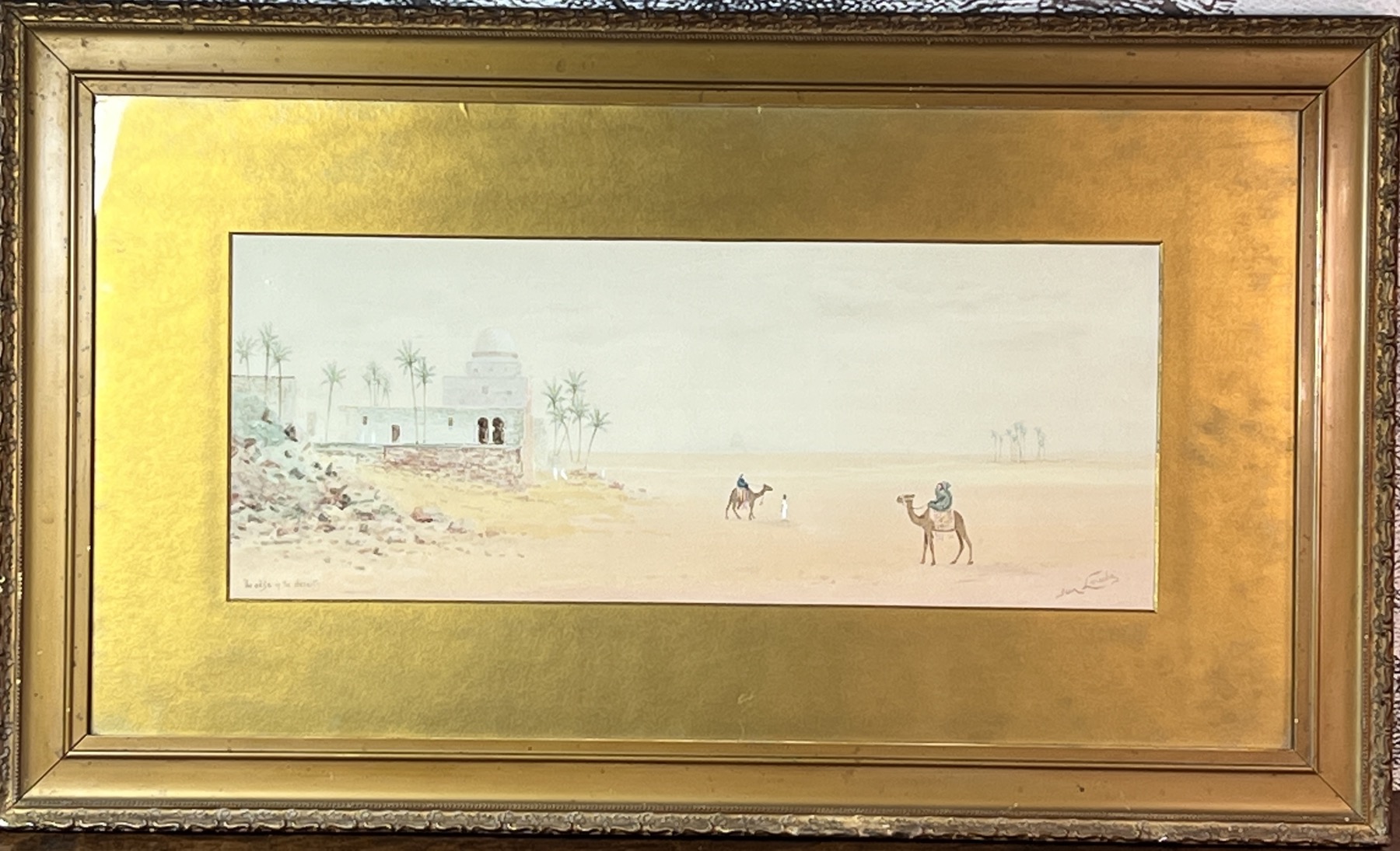 The edge of the desert, watercolour by Jean Laroché, Egyptian scene c. 1910