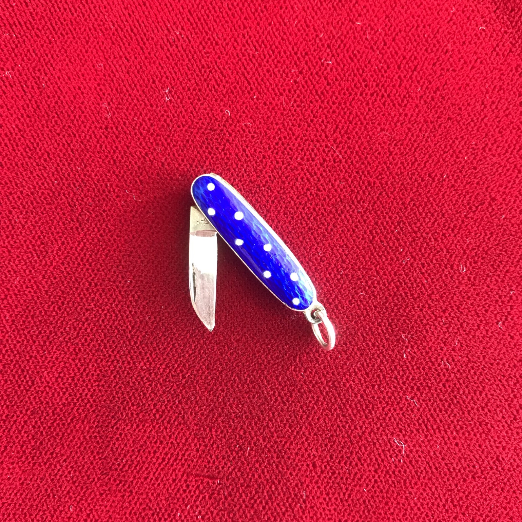 Blue guilloche enameled pen knife, French c.1900