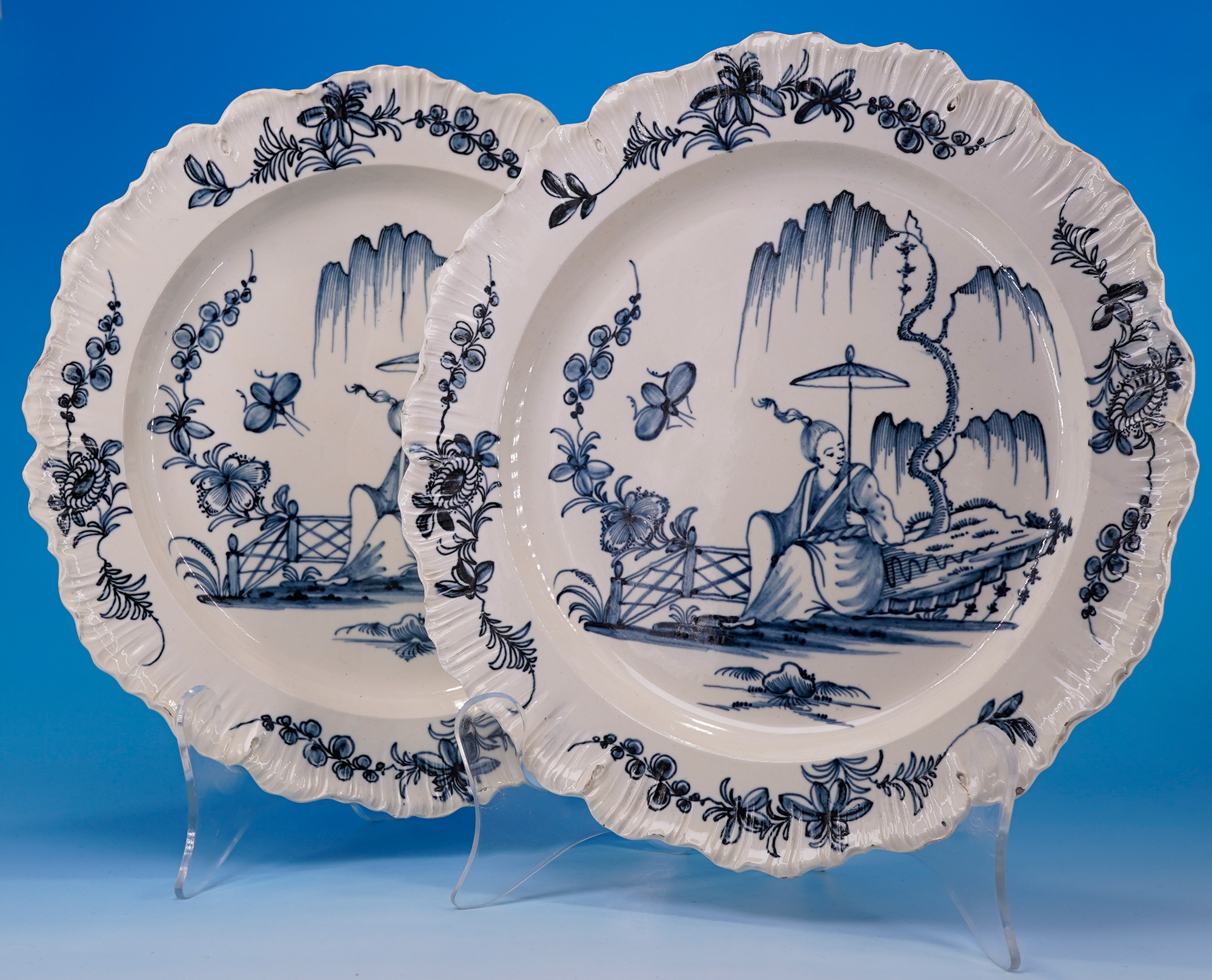 Pair of 18th century creamware plates