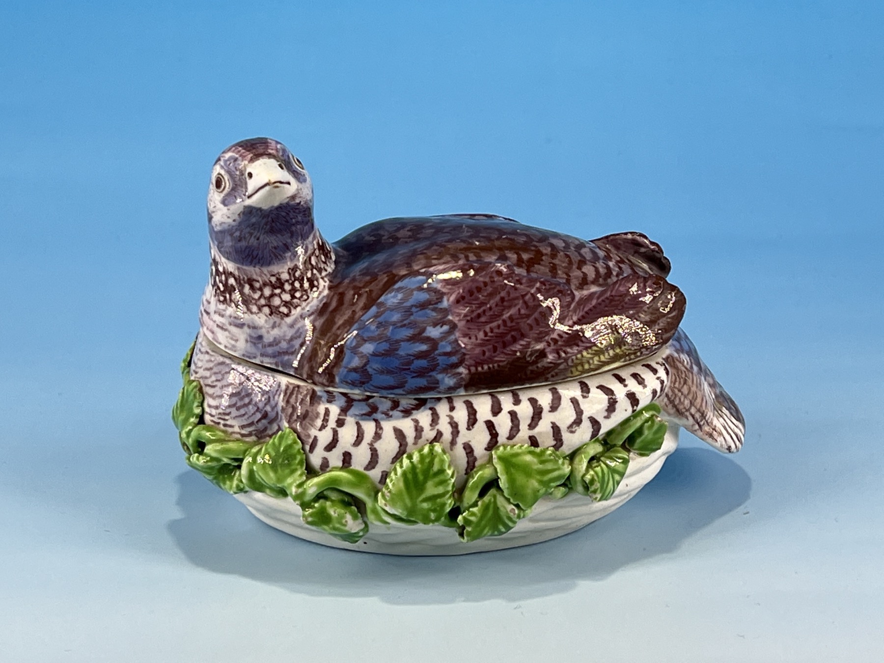 Rare Bow Quail tureen, sitting on nest, c.1756-58