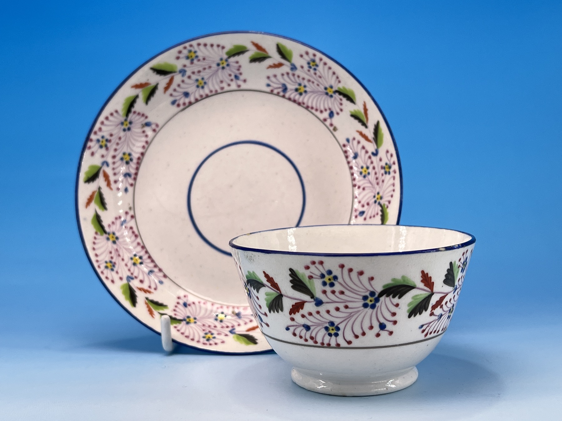Machin porcelain tea bowl & saucer, pat. 19, circa 1810