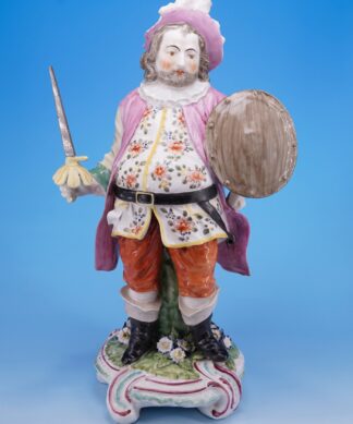 Large Derby figure of Falstaff, James Quinn, Rococo scroll base, c. 1775