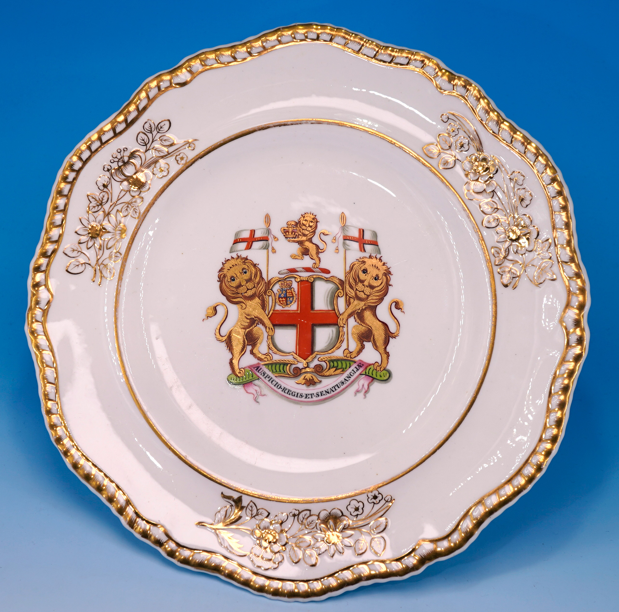 Spode Felspar 'East India Company' plate, 'The London' armorial, 1823